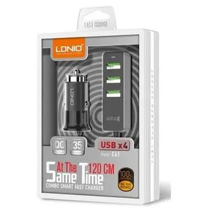 LDNIO C61 Fast Car Charger Auto-ID With 4 USB – Grey - Image 2