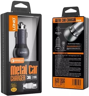 LDNIO C503Q 2 in 1 Type C Car Fast Charger