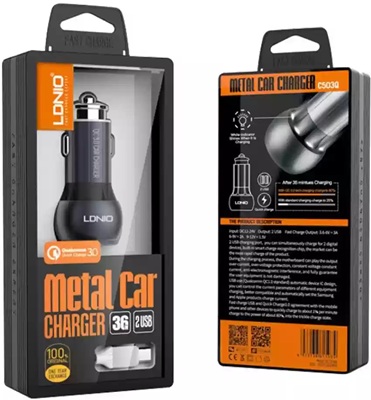 LDNIO C503Q 2 in 1 Car Fast Charger Iphone - Image 3