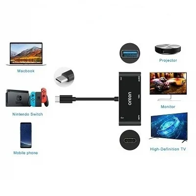 Onten OTN-9573S USB-C to HDMI/VGA/Audio 4K Hub - Image 2