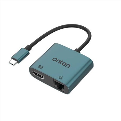 Onten UC288 2-in-1 USB-C to HDTV+RJ45 Adapter