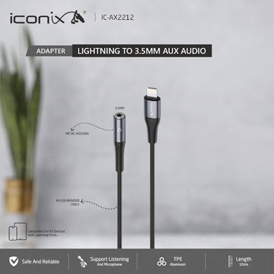 Iconix AX2212 Lightning to 3.5mm Aux Audio Adapter