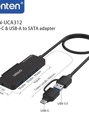 Onten UCA312 5-in-2 USB-C/USB-A to SATA Adapter