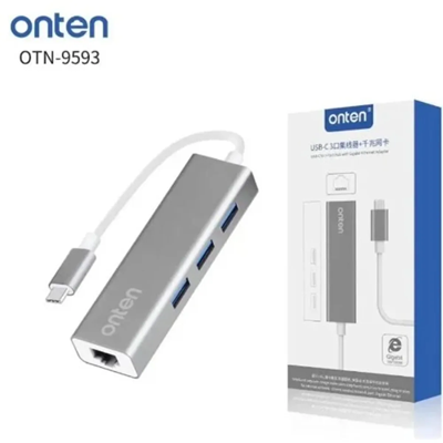 Onten OTN-9593 4-in-1 USB-C to 3-Port USB 3.0 Hub with LAN Adapter - Image 2