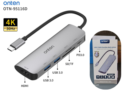 Onten OTN-95116D 6-in-1 USB-C Multi-function Hub - Image 2