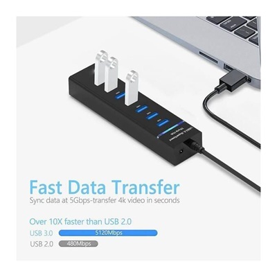 7 Ports USB 3.0 Hub (Supporting 1TB high-speed data transfer) - Image 2