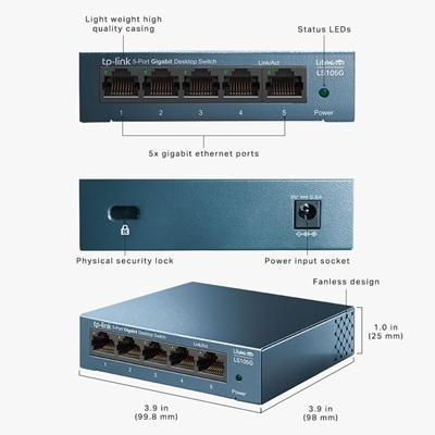TP-LINK LS105G LiteWave 5-Port Gigabit Desktop Switch