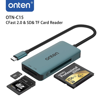 Onten Ont-C15 CFast 2.0 & SD & TF Card Reader