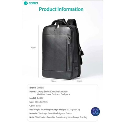 COTECI 14037 Luxury Series Business Backpack