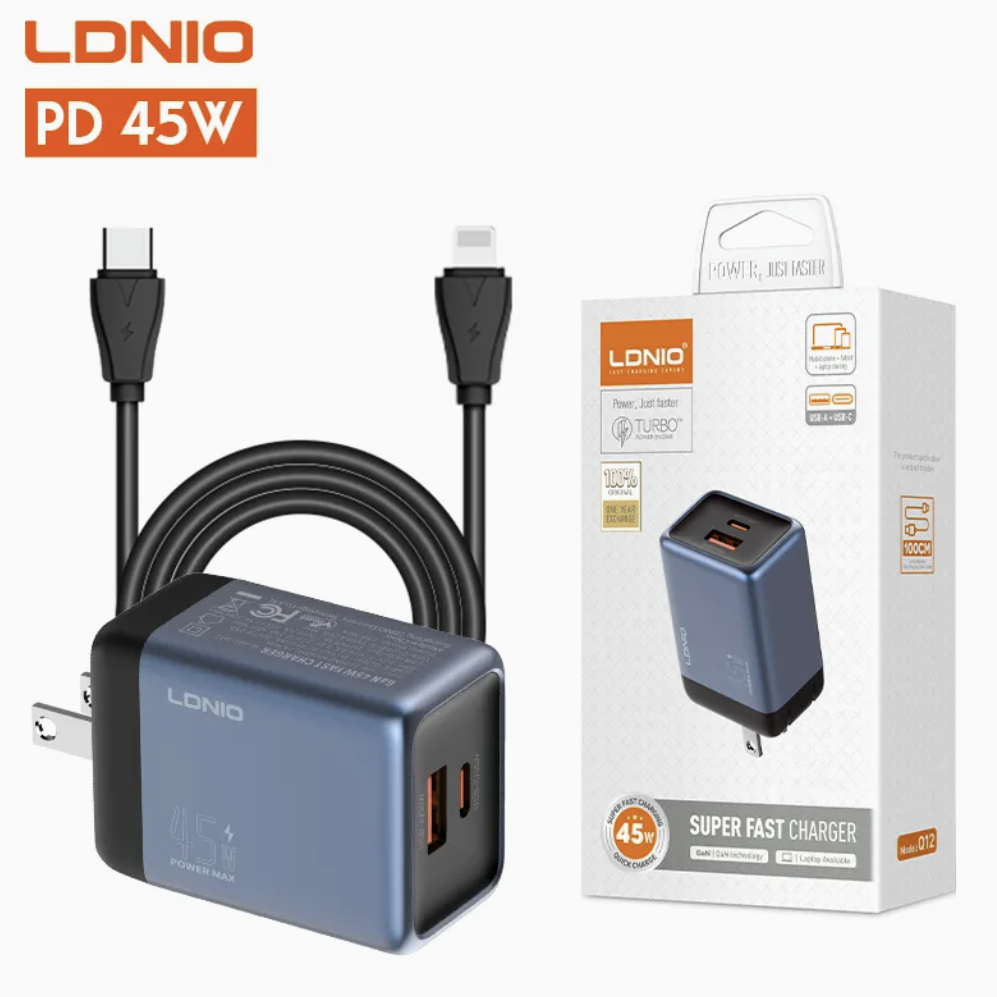 LDNIO Q12 45W USB-C/A Gallium Nitride Super Fast Charger