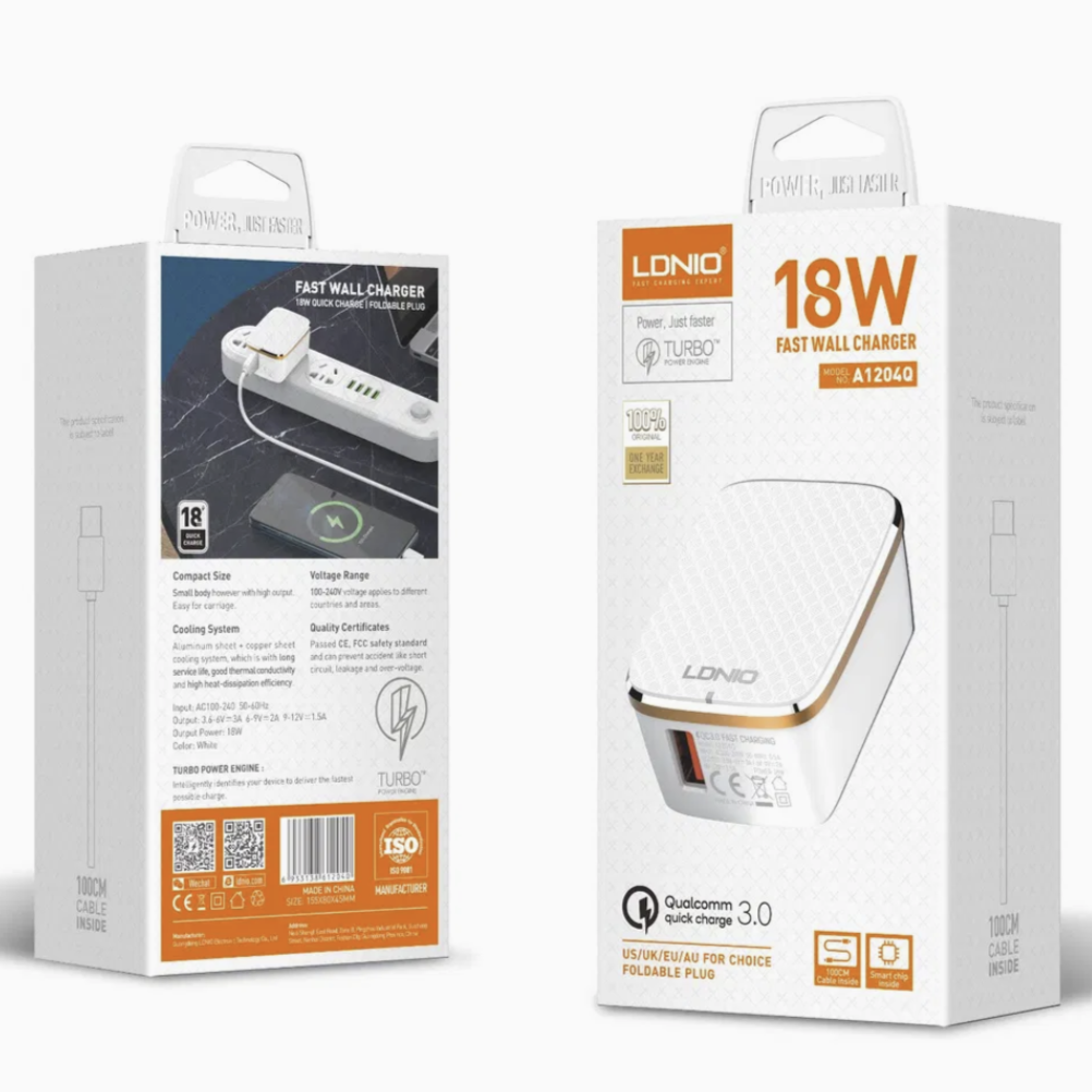 LDNIO A1204Q 1 Port Android Fast Charger