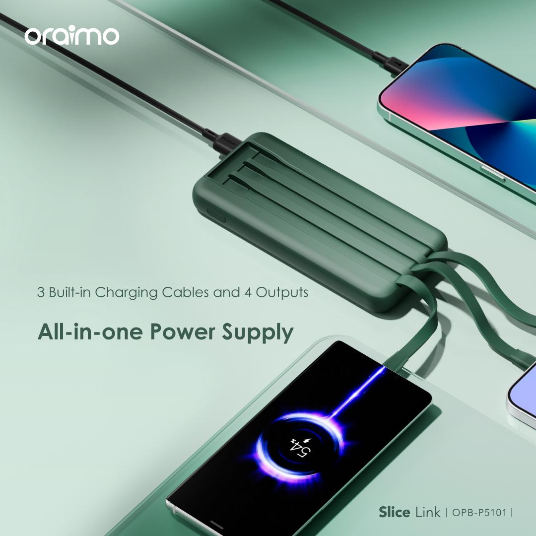Oraimo OPB-P5101 Slice Link 10,000mAh Power Bank – 3-in-1 Built-In Cables - Image 2