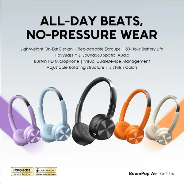 Oraimo BoomPop Air OHP-316 Wireless Headphones - Image 2