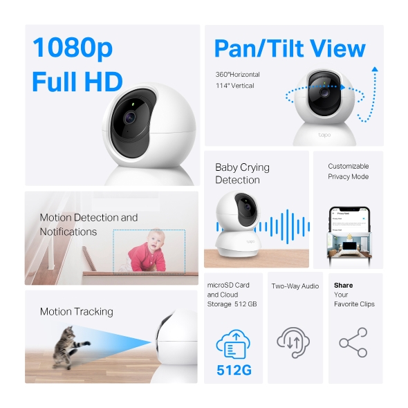 TP-Link Tapo C200C Pan/Tilt Home Security Wi-Fi Camera - Image 3