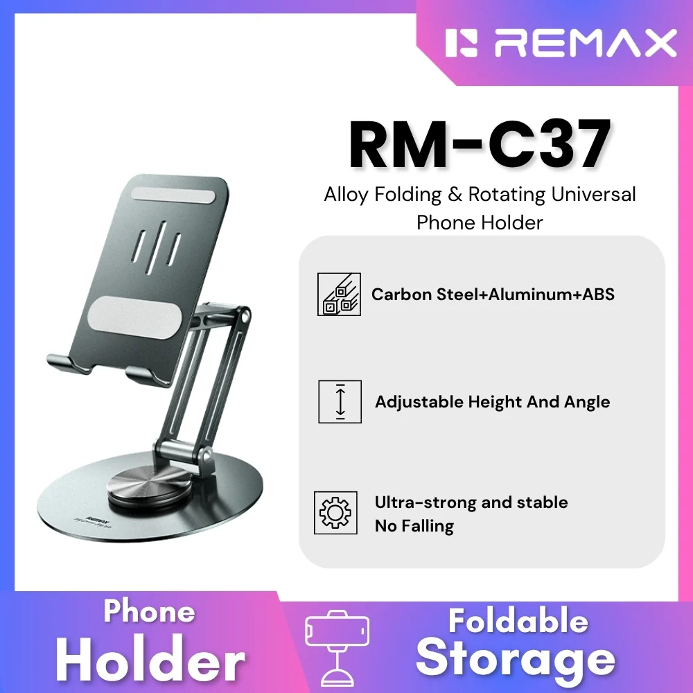 Remax RM-C37 Foldable Alloy Phone & Tablet Holder - Image 2