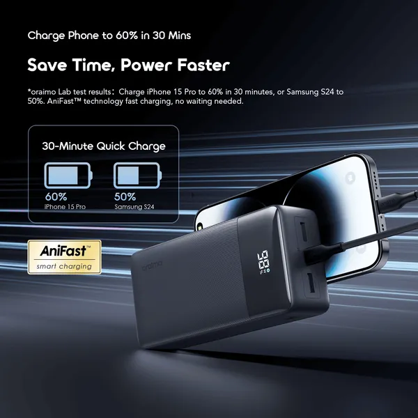 Oraimo PowerNova Q31 OPB-7300Q 30,000mAh 22.5W Fast-Charging Power Bank - Image 4