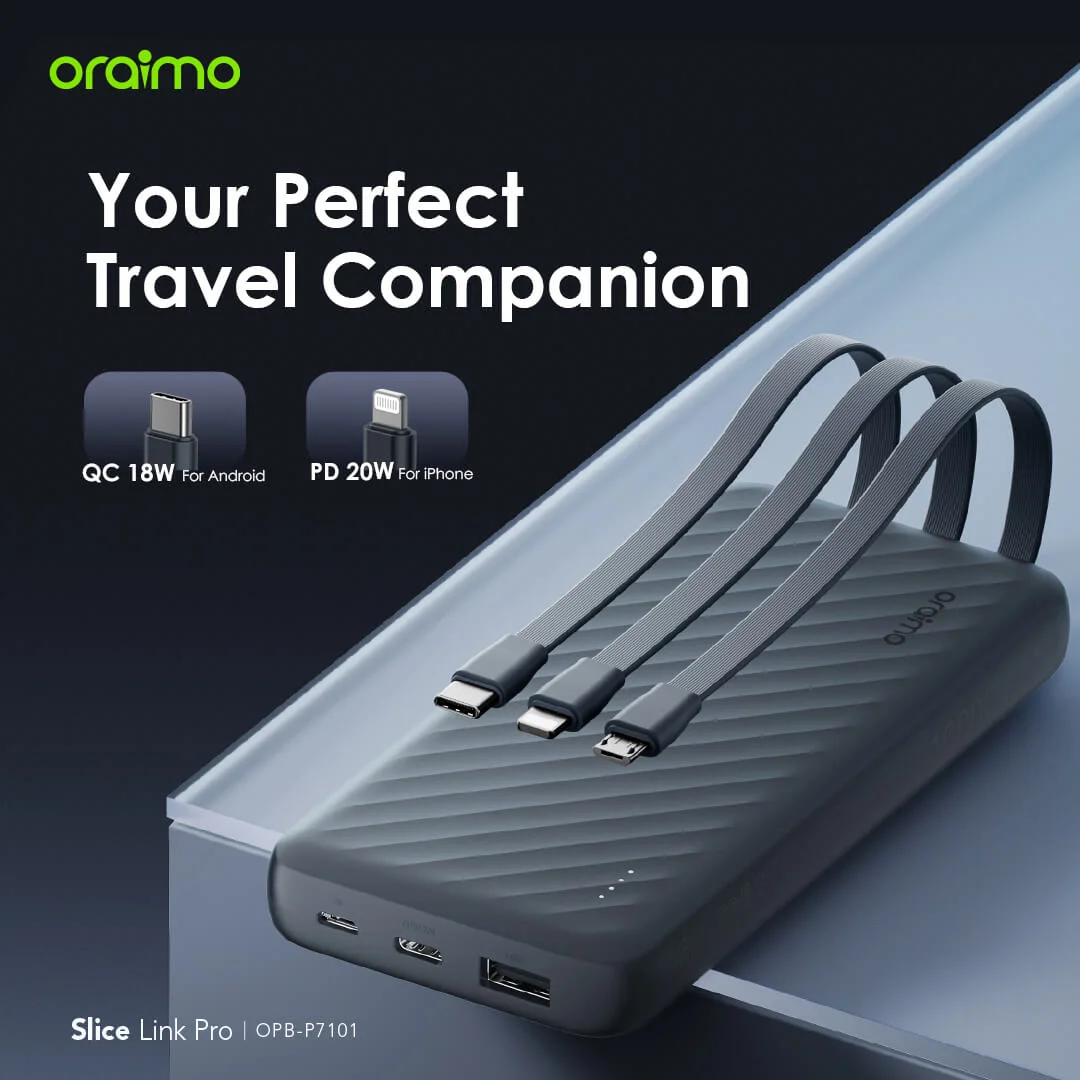 Oraimo OPB-P5101 Slice Link 10,000mAh Power Bank – 3-in-1 Built-In Cables - Image 4