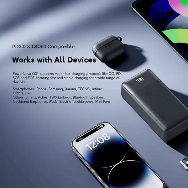 Oraimo PowerNova Q31 OPB-7300Q 30,000mAh 22.5W Fast-Charging Power Bank - Image 7