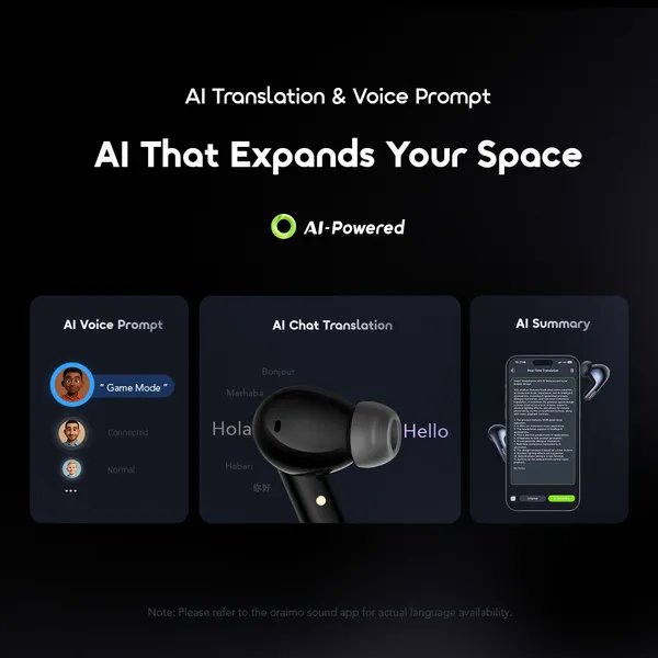 Oraimo SpaceBuds 2 OTW-631 – 52dB Hybrid ANC AI Translation Wireless Earbuds - Image 7
