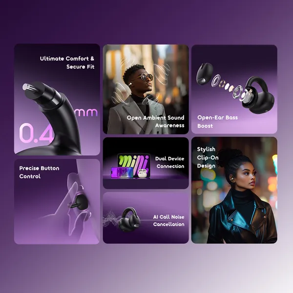 Oraimo OpenSnap OPN-373 Clip-On Open-Ear Wireless Earbuds - Image 3