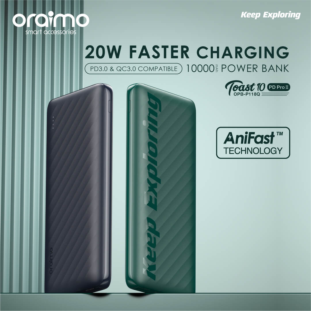 Oraimo Toast 10 Flash OPB-P118D 10,000mAh Power Bank